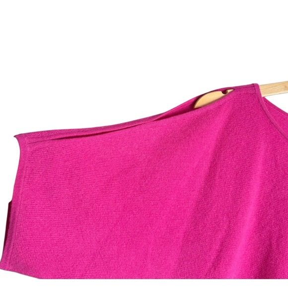 Lord & Taylor 100% Cashmere Sweater Medium Hot Pink Short Sleeve Cold Shoulder - Picture 3 of 5
